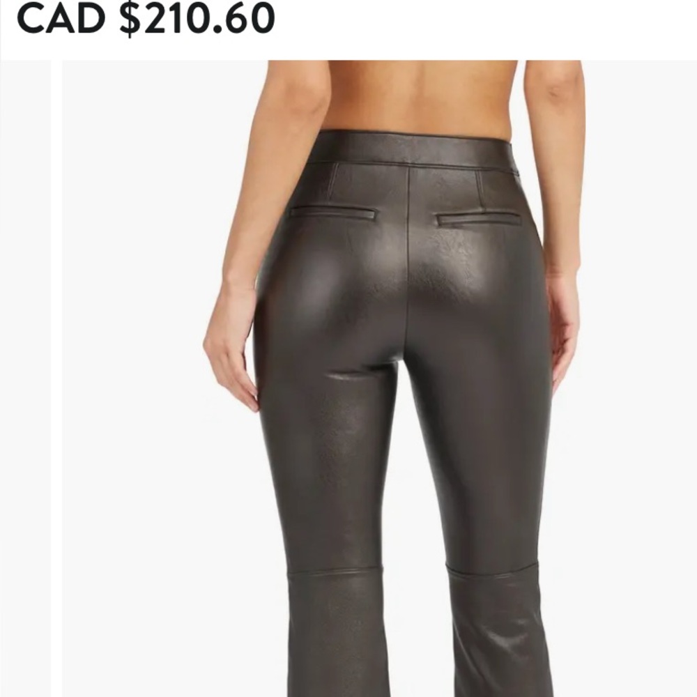 SPANX Black Faux Leather Pants stretch flared